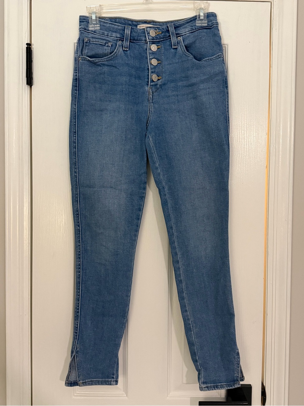 Levi's Blue High-Rise Ankle Crop Jeans with Button Fly